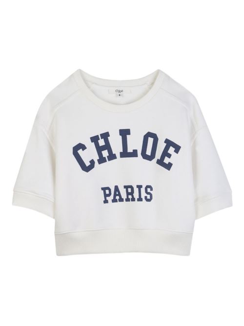 Felpa bambina Chloé corta bianca con logo Chloe' Kids | C20844117